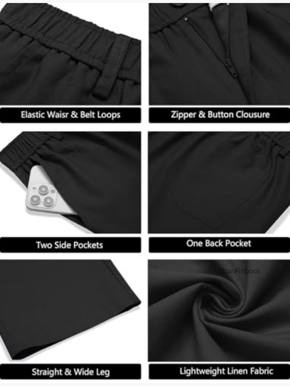 Men's Casual Linen Cotton Elastic Waist Summer Beach Yoga Pants - Picture 5 of 6